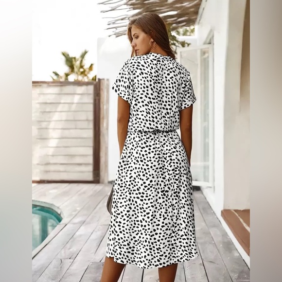 Stylish Black and White Polka Dot Dalmatian Dress sz S - Picture 2 of 9